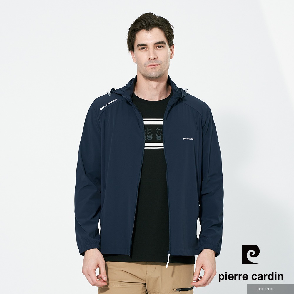 男款 涼感透氣防曬抗UV彈力可拆式連帽夾克外套-丈青色 (5257691-39)