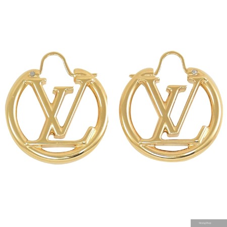 Louis Vuitton LV M00396 LOUISE PM 經典品牌LOGO鏤空造型針式耳環.金
