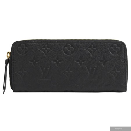 Louis Vuitton LV M60171 Clemence 經典花紋全皮革壓紋拉鍊長夾