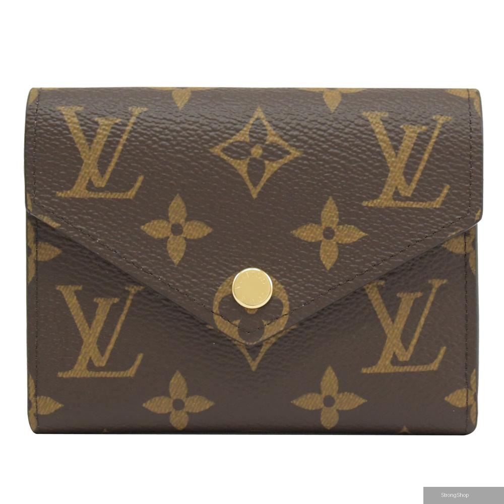 Louis Vuitton LV M62360 Victorine 新版經典花紋扣式零錢短夾.粉