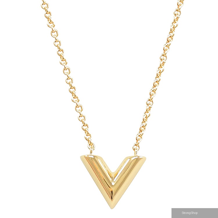 Louis Vuitton LV Essential經典V字LOGO項鍊.金 現貨
