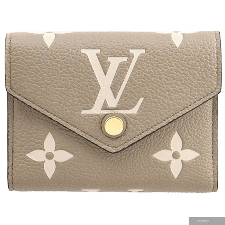 Louis Vuitton LV VICTORINE 經典印花壓紋牛皮三折零錢短夾.斑鳩灰 現貨