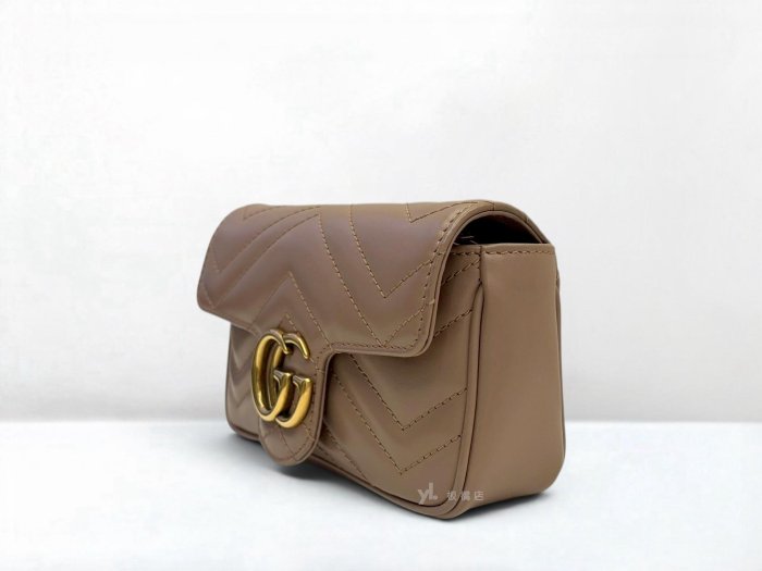 遠麗精品 132 S5502 GUCCI包包 Mormont迷你裸色鍊條包476433 (板橋府中店)