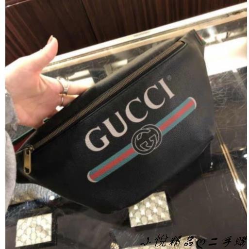 嚴選精品二手旗艦店 19 GUCCI 493869 腰包 黑色 牛皮 綠紅綠 WEB 楊冪 胸口包 530412 現