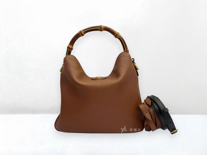遠麗精品 132 S5413 GUCCI包包 Diana中號棕色牛皮竹節包746124 (板橋府中店)