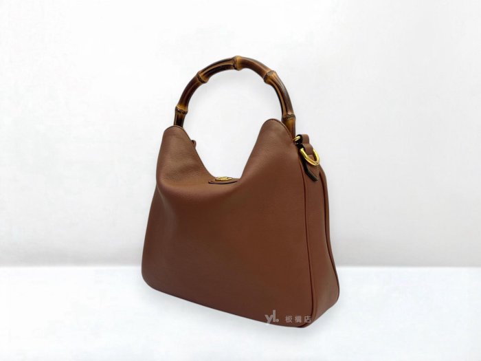 遠麗精品 132 S5413 GUCCI包包 Diana中號棕色牛皮竹節包746124 (板橋府中店)