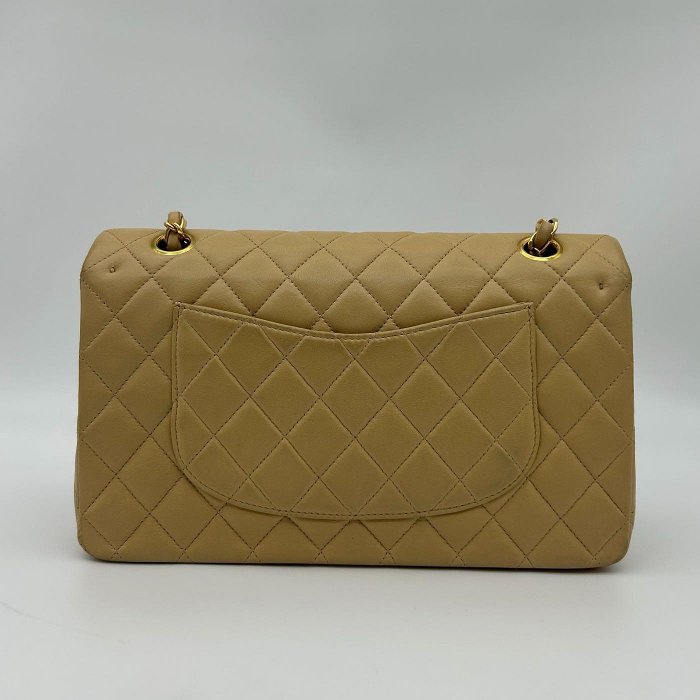 GINZA VINTAGE 香奈兒經典cf25 奶茶金鍊條包 卡標齊 6開 25x16x6.5