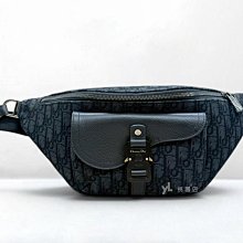 遠麗精品 132 C3955 DIOR包包 灰Oblique緹花布Saddle 腰包1ADBO084YKS (桃園店)