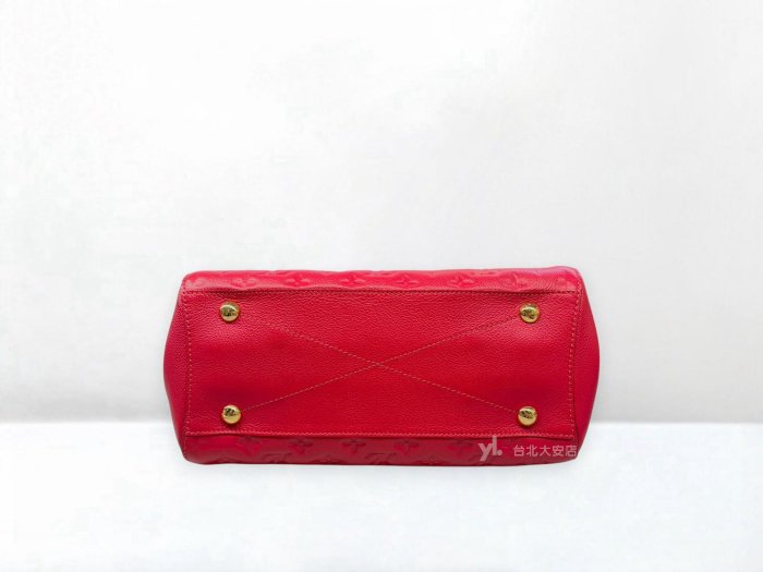 遠麗精品 132 A13185 LV包包 Montaigne MM 桃紅壓花牛皮蒙田包M41194 (台北大安店)